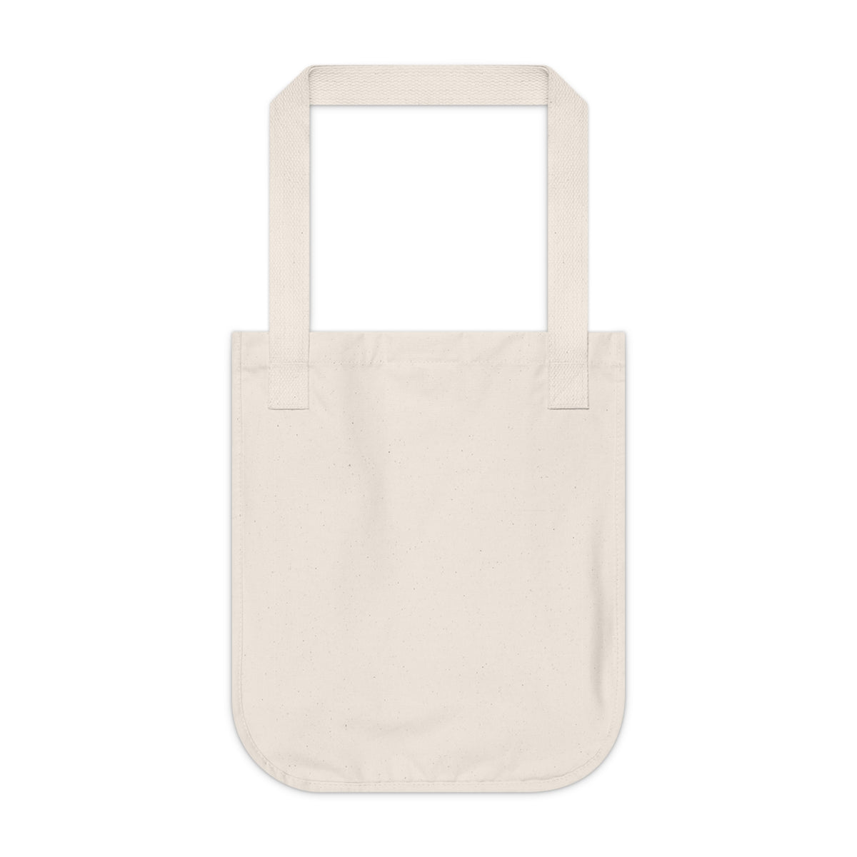Natural canvas tote bag, side view — Iska Press, WE ARE Drop 01