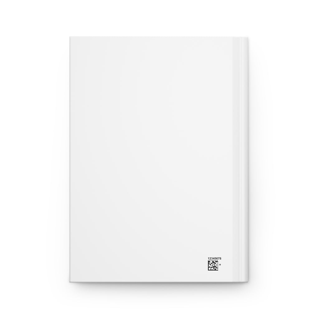 White hardcover journal, angled view — Iska Press, WE ARE Drop 01