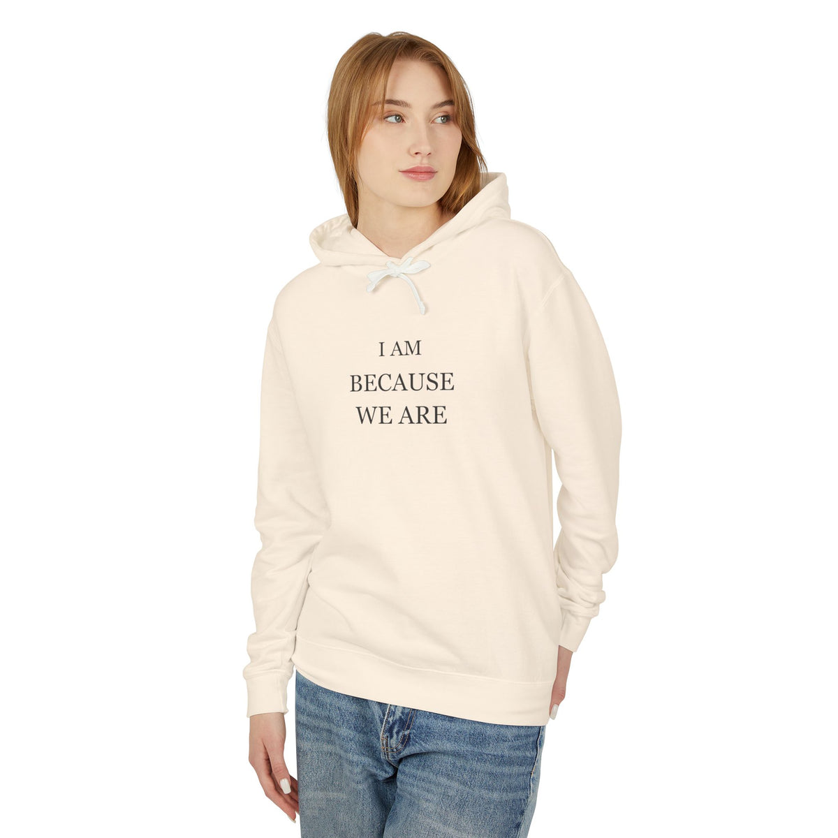 Ivory hoodie, back view — Iska Press, WE ARE Drop 01