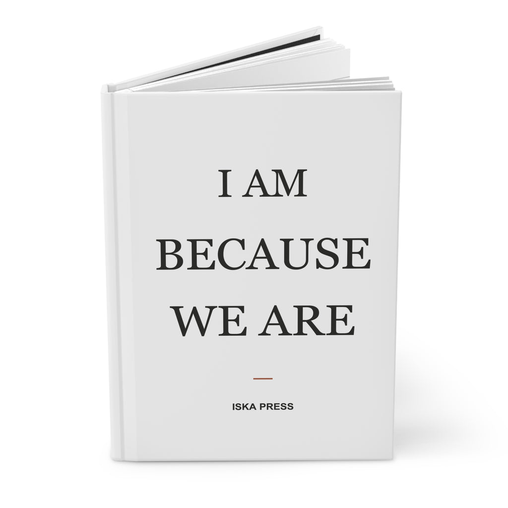 White hardcover journal, open pages — Iska Press, WE ARE Drop 01